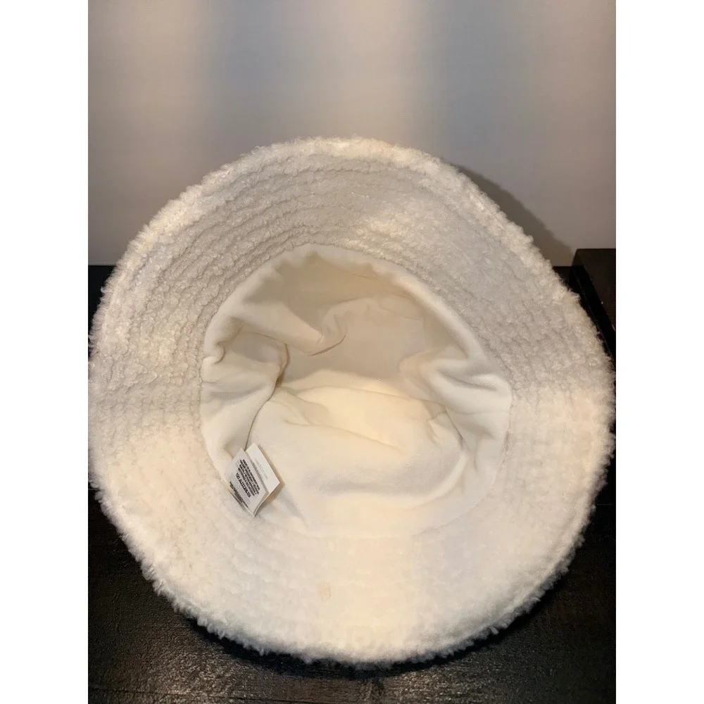 PINK Victoria's Secret Sherpa Bucket Hat Cream Off White Shearling‎ OSFM